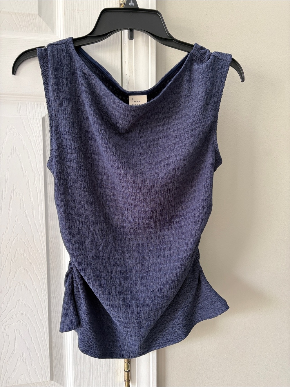 a new day Navy Textured Sleeveless Tank with Peplum Hem